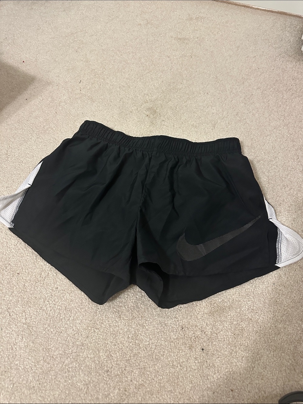 Nike Black Women's Athletic Running Shorts with White Side Panels